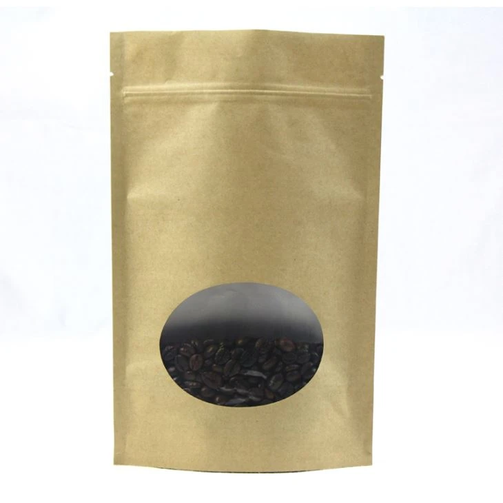 Kraft Paper Stand Up Beg Kopi Dengan Tetingkap