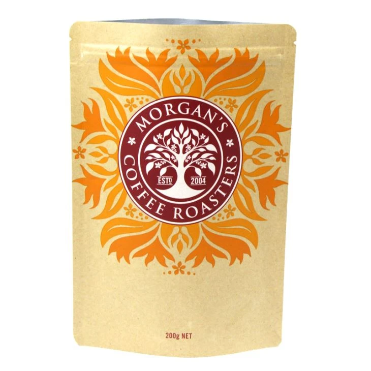 Kraft Paper Stand Up Beg Kopi Zip Dengan Vlave