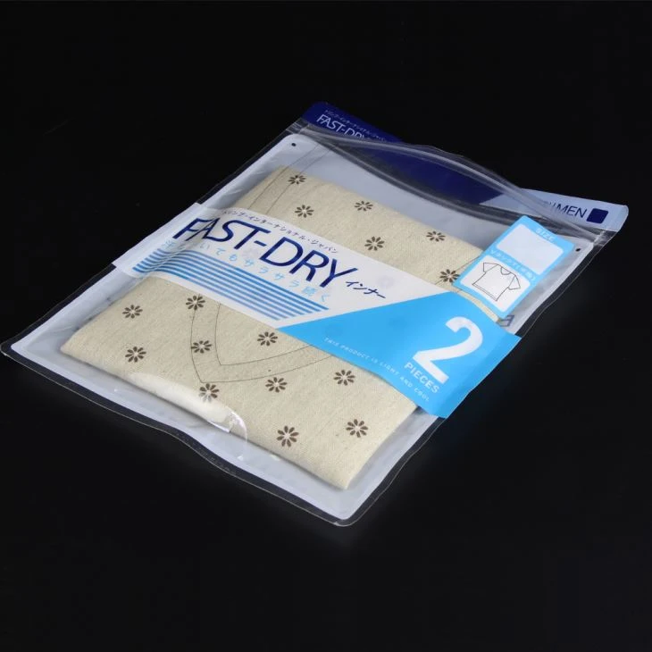 Beg Pembungkusan Pakaian Plastik Dengan Zipper Jelas Window Custom Custom Printing