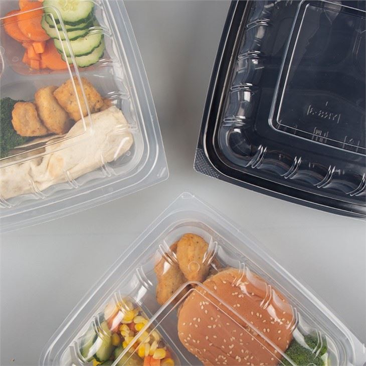Food Packaging Container Disposable Clamshell Lunch Box Take Away Food Containers 9x9x3 3cmpt Clear Bottom With Hinged Lid