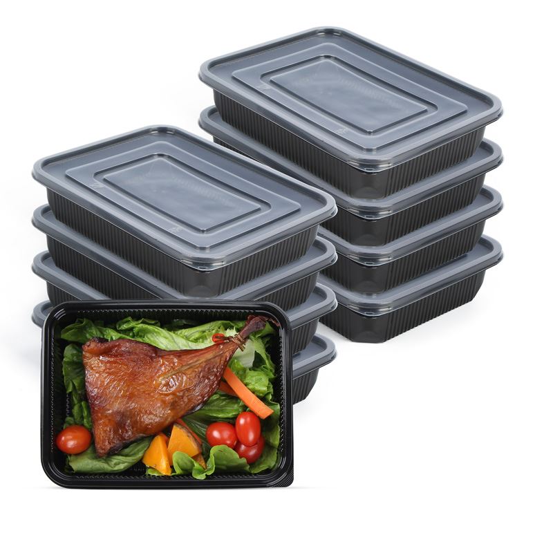850ml Plastik Pakai Bekas Makanan Segar 3 Petak Peti Pembungkusan Makan Tenga...