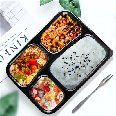 Kotak Makan Tengahari Bento 4 Petak Pakai Hitam