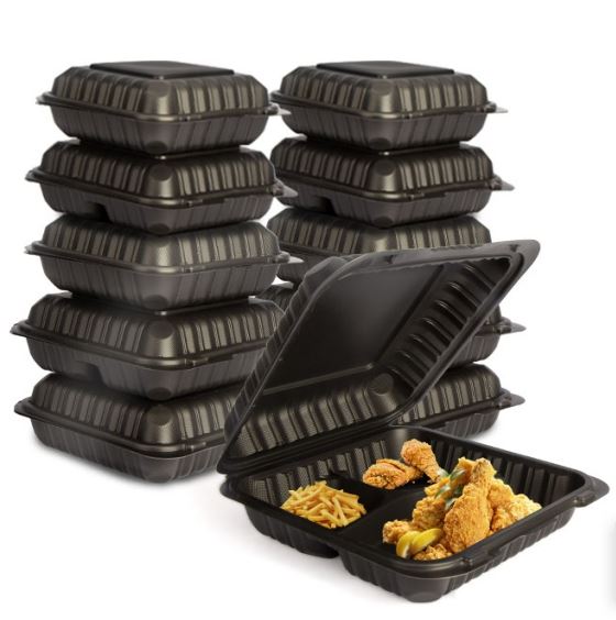Kotak Makanan 3 Petak Hitam